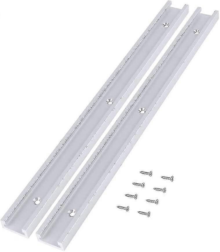2 Pack T-track Clamp Rail Clamp Slot Straight Edge Aluminum Alloy Locking Handle With 8 Self Tapping Screws For Woodworking Router Saw