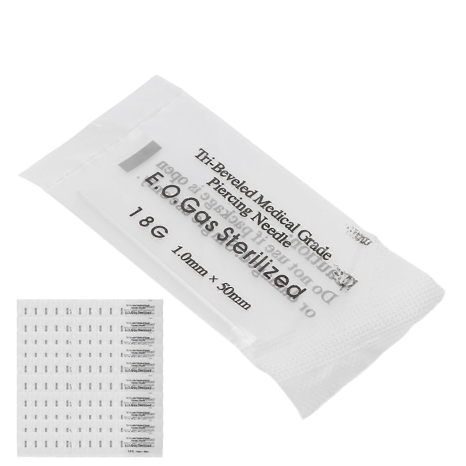 100pcs Professional Body Piercing Needles 304 Stainless Steel Disposable Safe Body Piercing Needle Tool18G