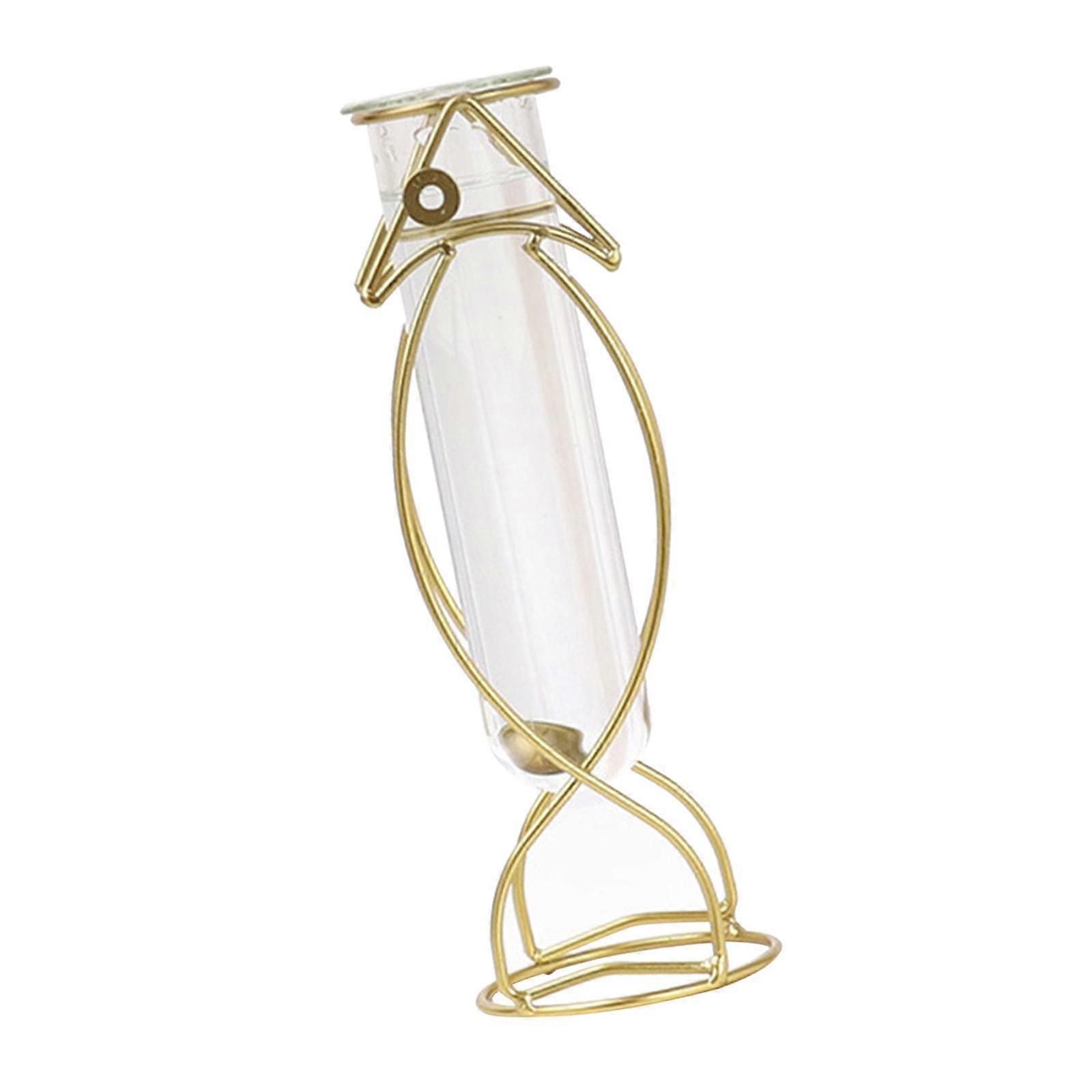 CROISSANT Pflanzenständer Aus Metall, Gold, Mit Glasrohr – Set Aus 3 Hängenden Vasen Für Wand