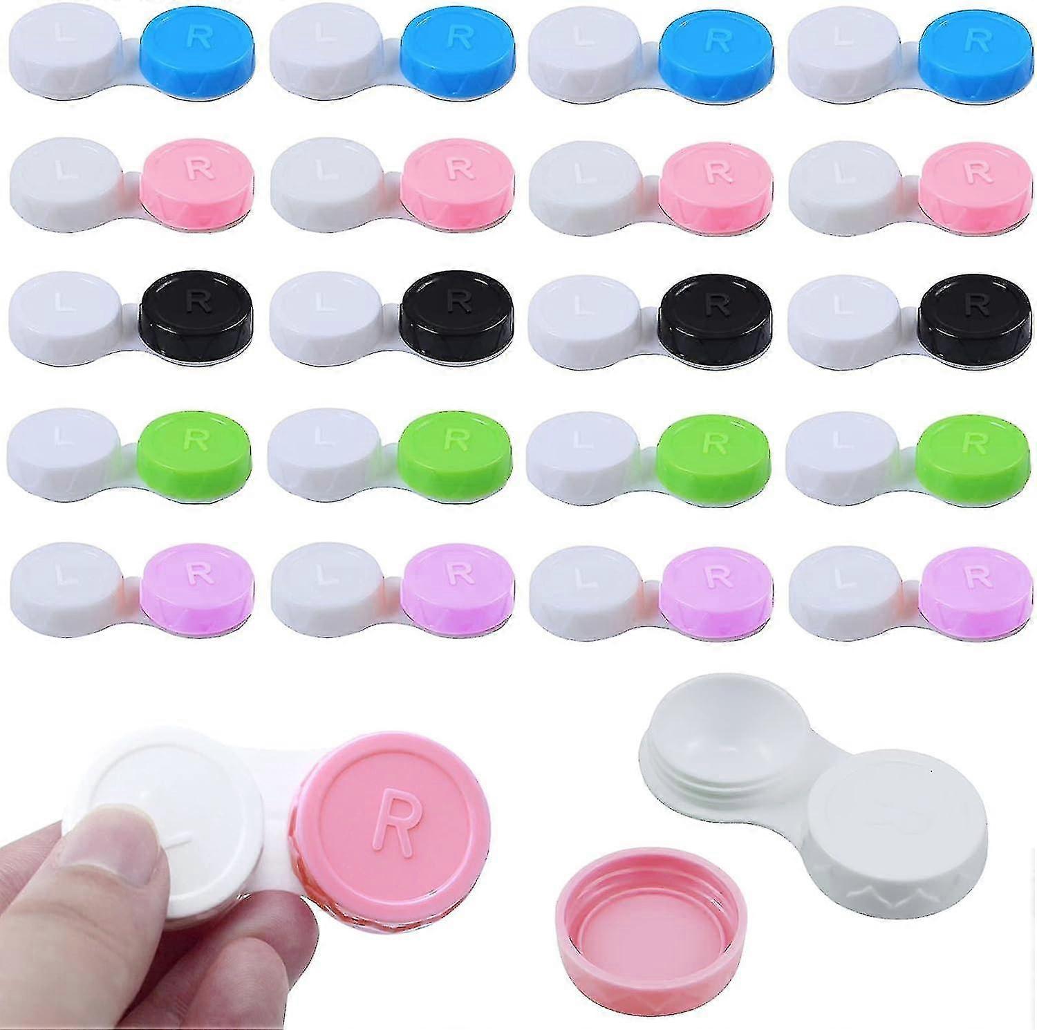 Portable Contact Lens Double Plastic Box (random Color) 20 Pieces