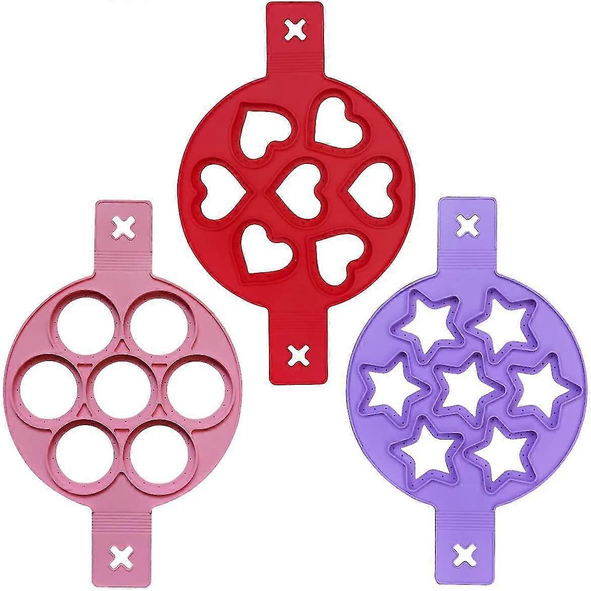 3 Pcs Heart Round Star Pancake Mould Omelettes Fixator, Quick Diy Nonstick