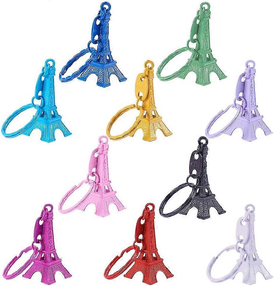 40 Pcs 10 Colors Alloy Eiffel Tower Keychain Split Key Rings Accessories Key Ring Souvenir of France Eiffel Tower Pendant, 4922mm(4.82cm)