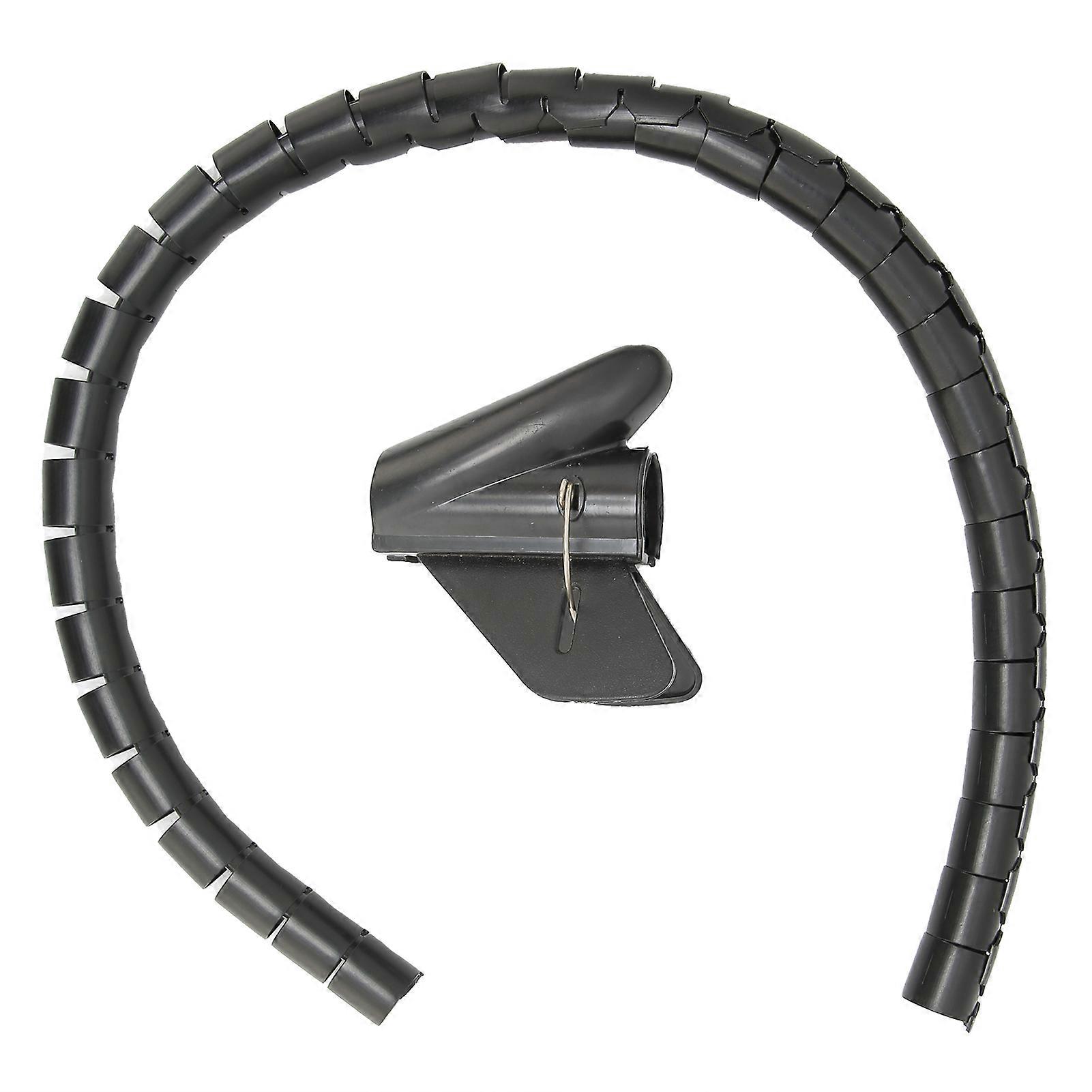 Coiled Wire Management Cable Sleeve Organizer Open Type with Clip 10m Black Dia16mm