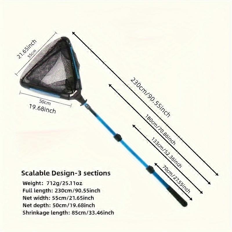 1pc Aluminum Alloy Retractable Fishing Landing Net - Durable Triangular Design, 3 Section Folding for Compact Storage, Quick-Release & Adjustable Leng