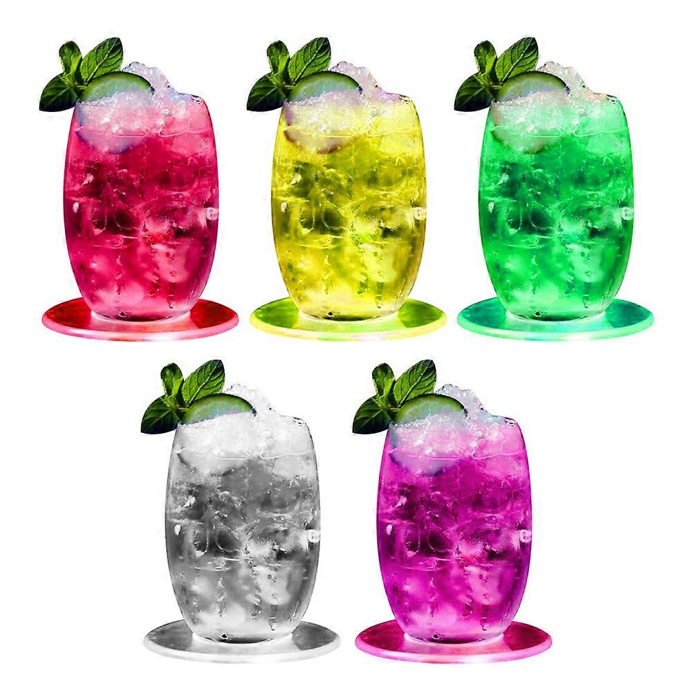 LED Round Transparent Luminous Coaster Cup Mat for Drinking Glass