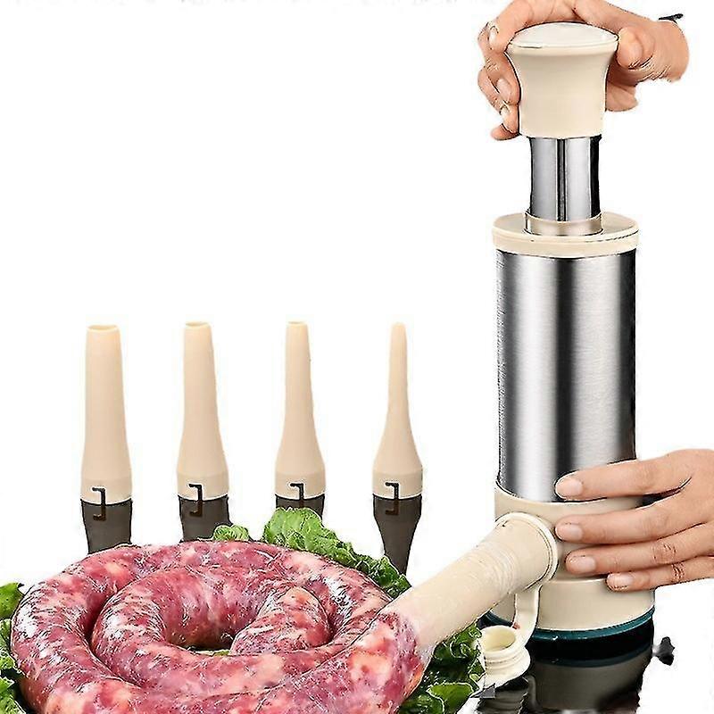 Wurstfüller, Wurstbereiter, Edelstahl-Wurstfüller mit 4 Füllrohren, selbstgemachter Wurstbereiter Schnelle Wurstfüllung