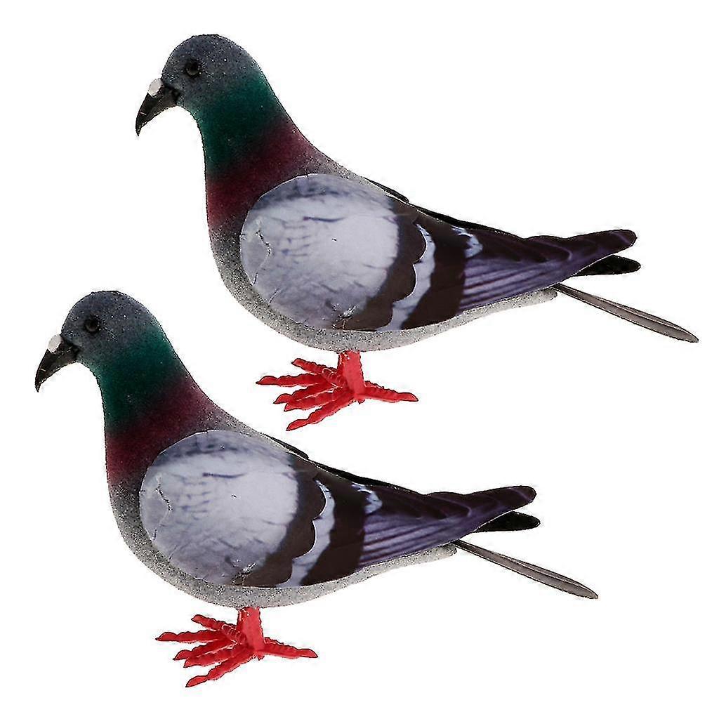 2pcs 鳩 リアルな羽毛付き人工クラフト動物 ガーデンパーティー 装飾