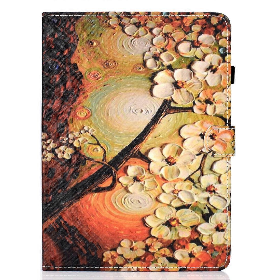 Tablet Case For Lenovo Tab M10 Plus TB-X606F Sewing Thread Horizontal Painted Flat Leather Case with Pen Cover &Anti Skid Strip &Card Slot &Holder &Wa