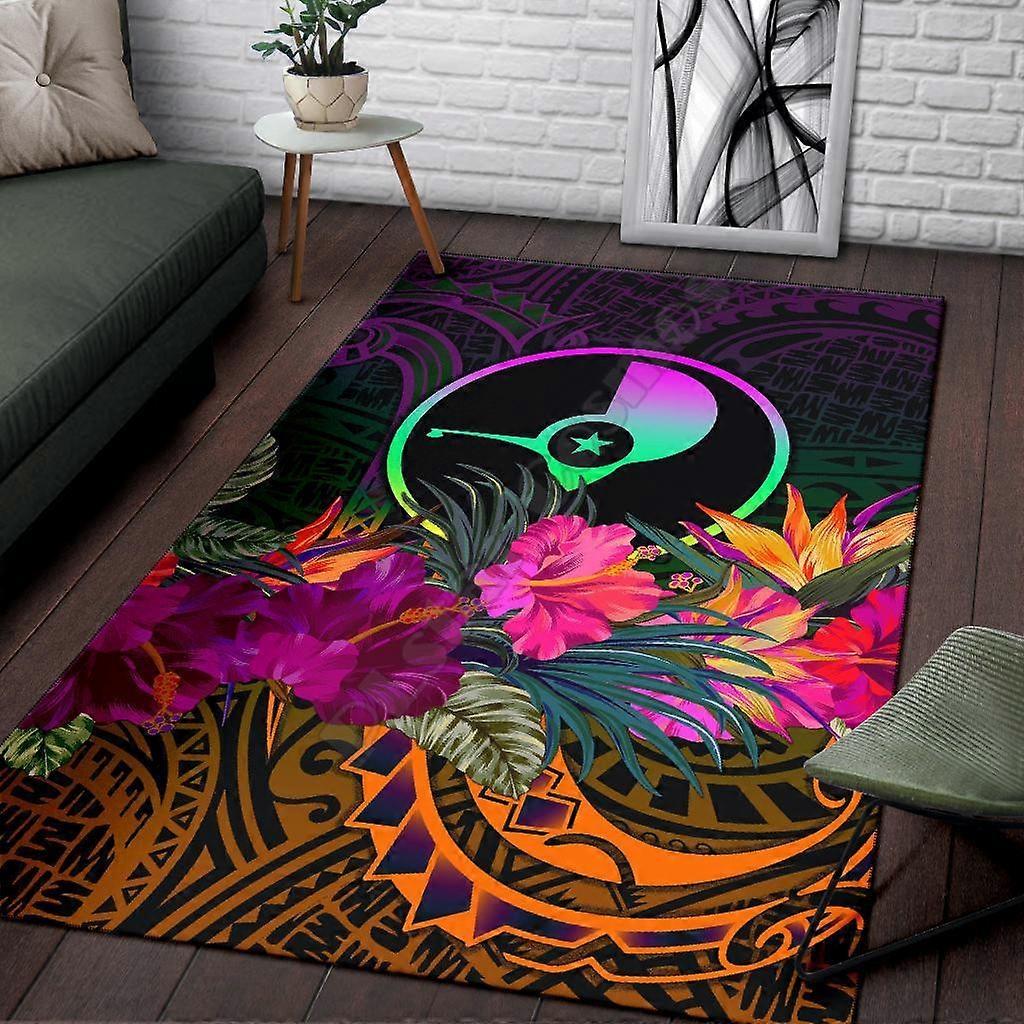 Tokelau Area Covor de vară Hibiscus 3D imprimat covor pentru camera de zi Doormat Flanel Print Dormitor Non-Slip Floor Covor