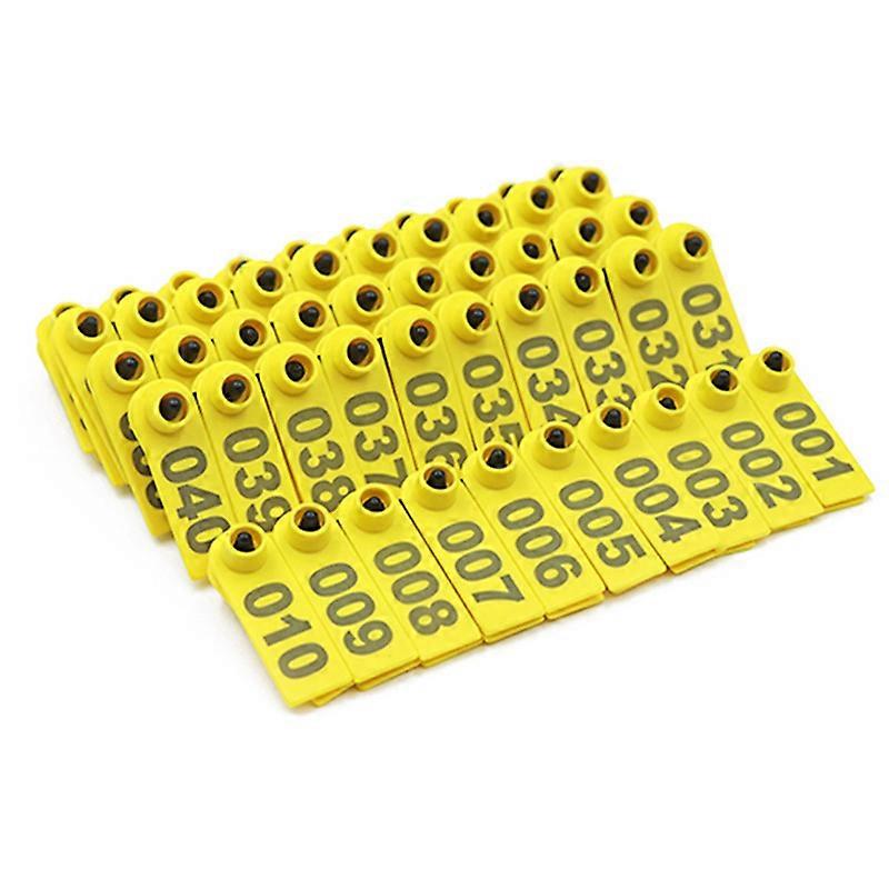 100 Sets Yellow 1-100 Number Plastic Livestock Ear Tag For Goat Sheep Pig