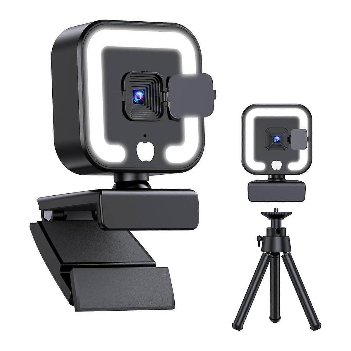 4K Webcam with Microphone and Fill Light, HD Autofocus Computer Camera for Pc Laptop Desktop Video Calling