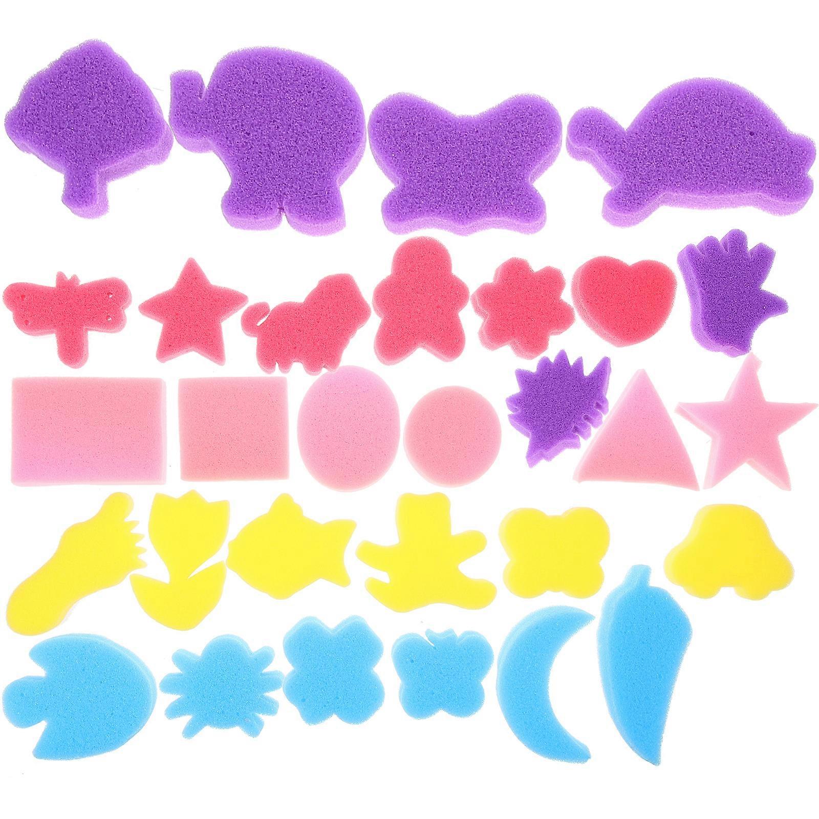 30pcs DIY Sponge Painting Animal Shaped Craft Sponge Assorted Pattern Early Learning Sponge for Kids (Mixed Pattern and Mixed Color)