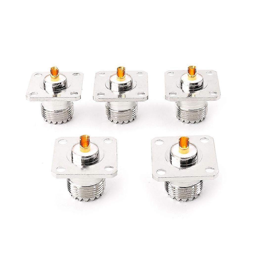 5pcs UHF SO239 Female Flange Panel Chassis Deck Mount Adapter Connector Straight