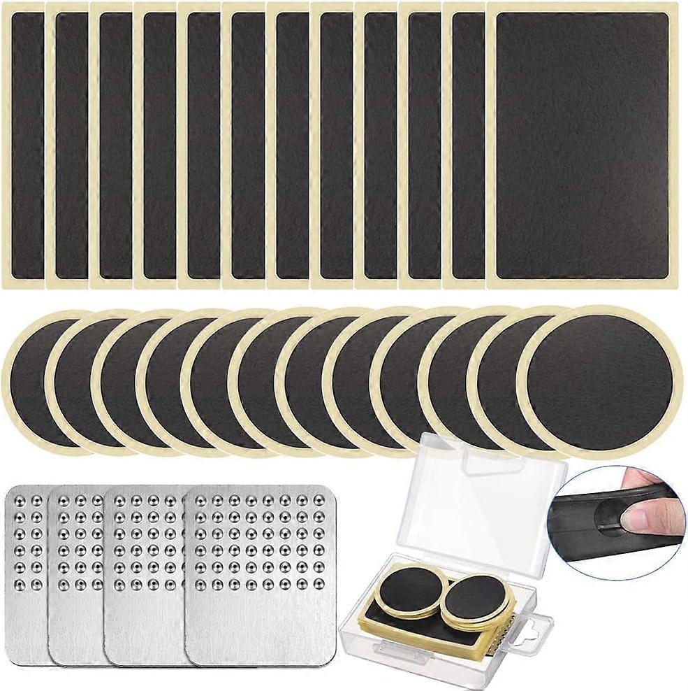 Puncture Repair Kits for Bikes, Self Adhesive Bike Puncture Repair Patches Glueless Tire Patches Kit with Rasps/Case e