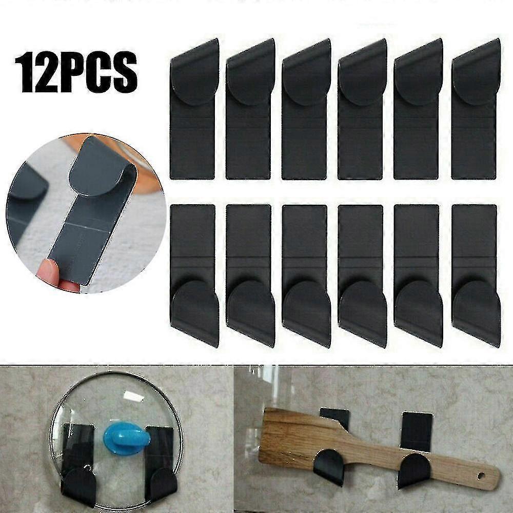12pcs Wall-mounted Pot Lid Storage Holder Pan Rack Kitchen Utensils