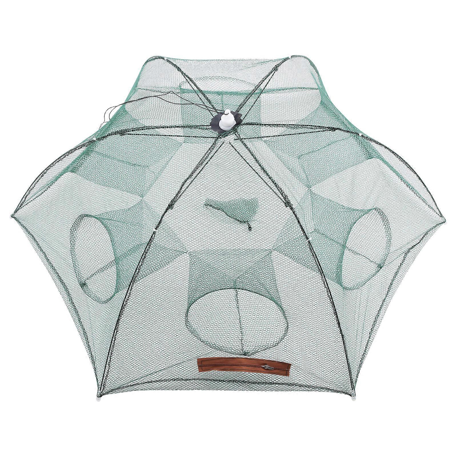 WINOMO Foldable Crab Net Trap Cast Dip Cage Fishing Net for Fish Minnow Crawfish Shrimp Umbrella Design (Six Entrance, Umbrella Head for Random Color)