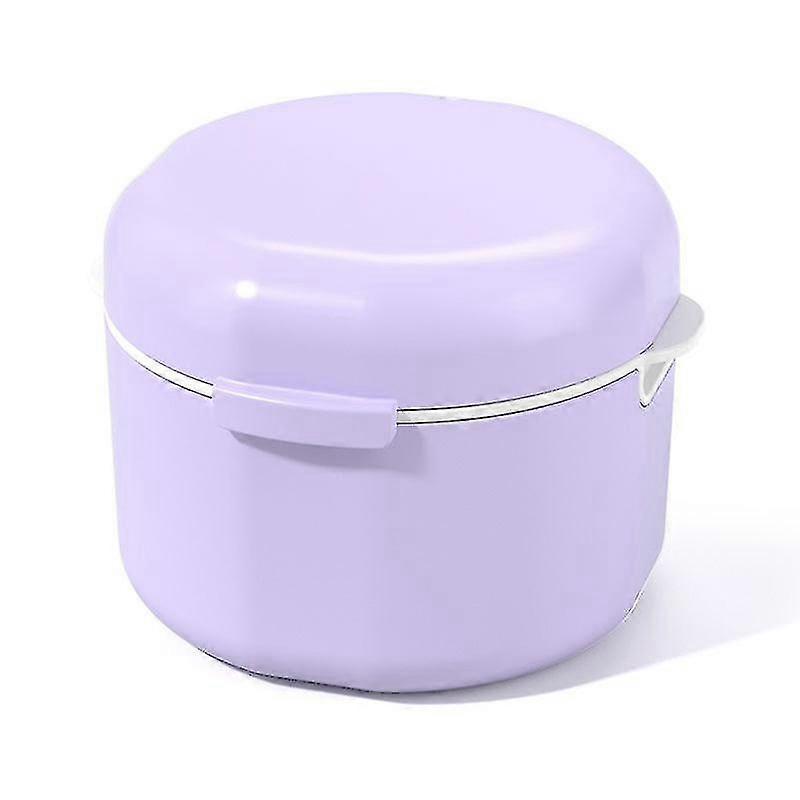 Denture Shower Box (purple) Portable Denture Box Double Layer Denture Storage Container With Filter Portable Denture Cleaning Box