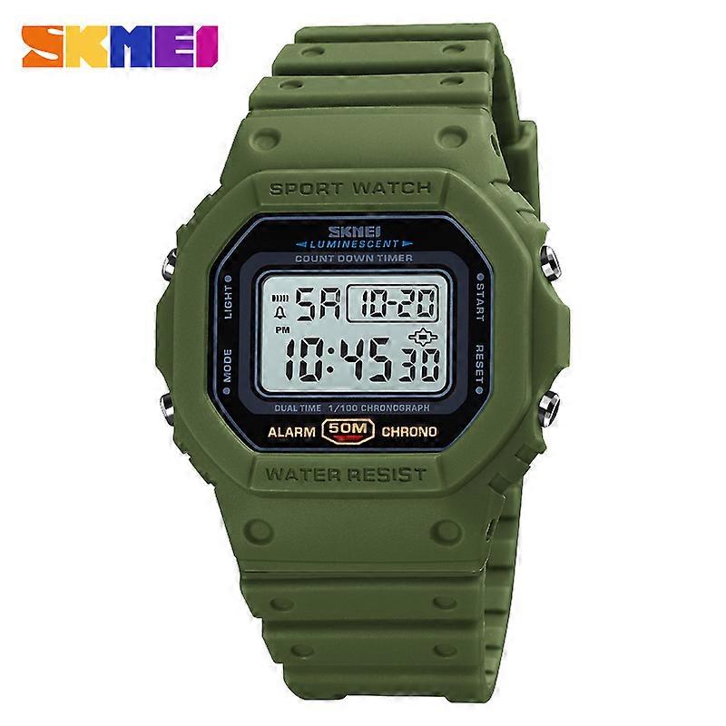 SKMEI 1628 2 Time Count Down Herre Armbåndsure Mode Retro Mandlige Ure Reloj hombre Multifunktionel Digital Sport Watch Mænd