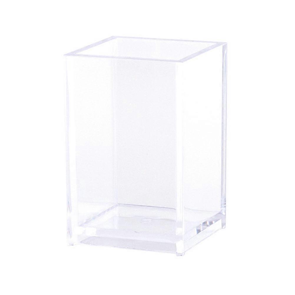 1pc Transparent Square Pen Holder Desktop Storage Box Makeup Brush Container