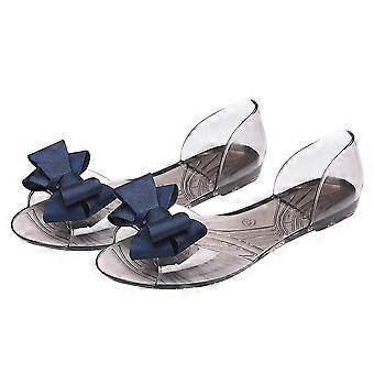 Flat gelé sko mote fisk munn sandal bowknot sandaler Creative Summer Beach sko for kvinner (mørk blå 41 meter 8.5us, 6uk40eu, 10.0215inch)