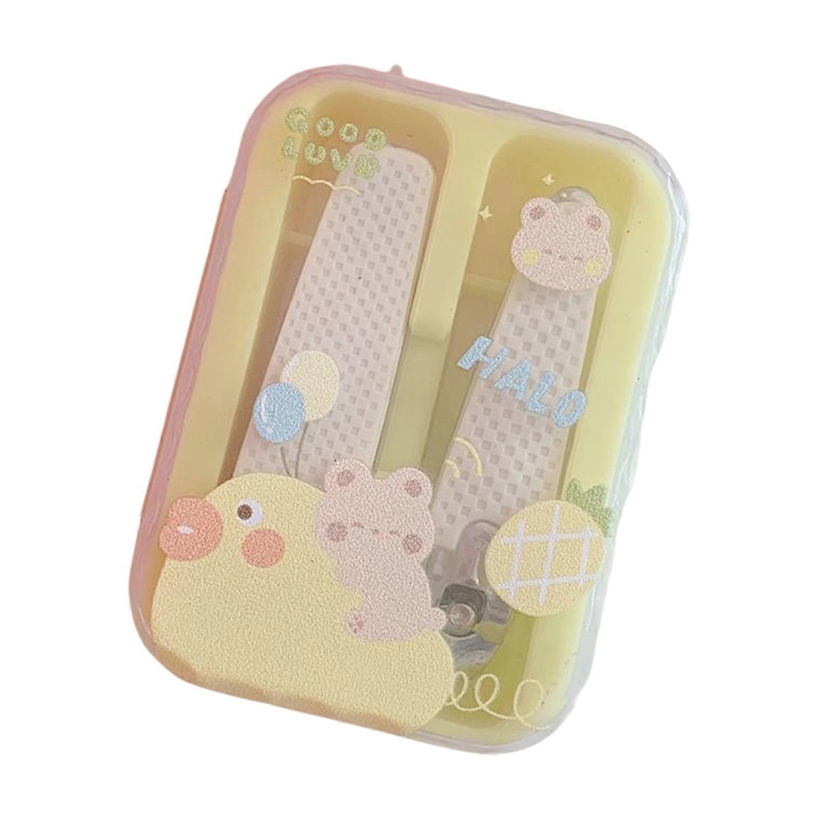 1 Set Nail Clipper Exquisite Pattern Non-Slip Metal Small Nail Trimmers with Cartoon Storage Case Set for Camping