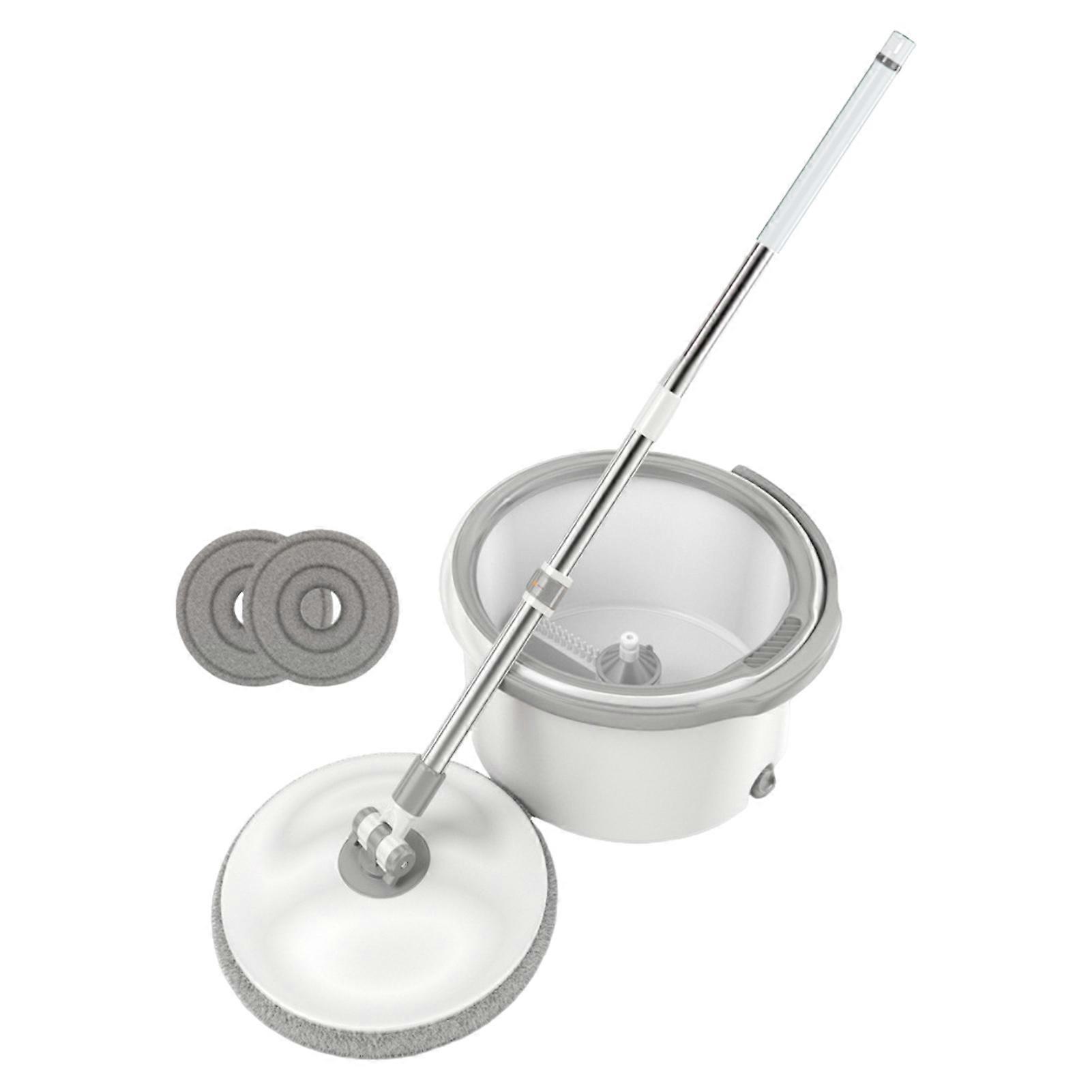 360 Degree Spin Mop Bucket Set with 2 Microfiber Mop Heads Stainless Steel Handle Deep Cleaning Floor Mop Bucket Set Jikaix