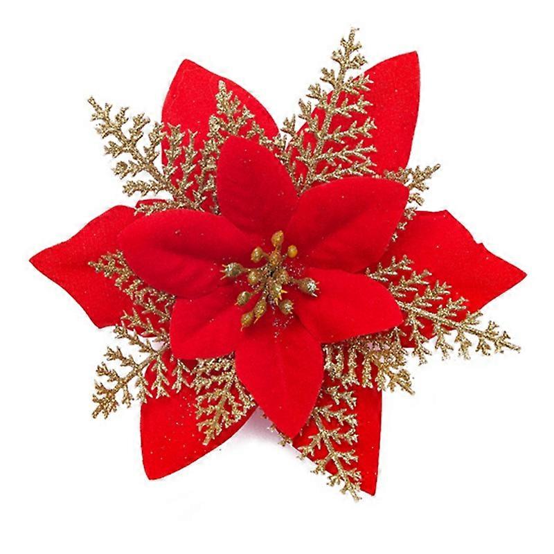 Artificial Flower Exquisite Realistic Simulation Flower Bright-colored Decorative Christmas Glitter Artificial Flowers for Home JIKAIX