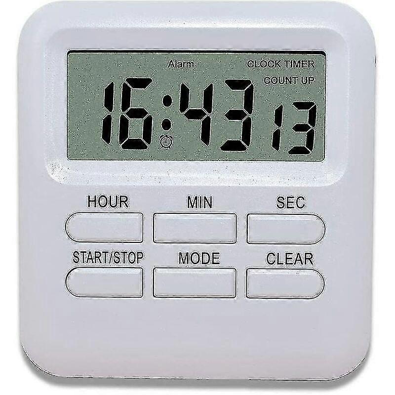 Digital Timer With 3 In 1 Clock/alarm Clock Function, Magnetic Kitchen Timer, Countdown Stopwatch Timer, Time Management For Kitchen/study/sport (whit