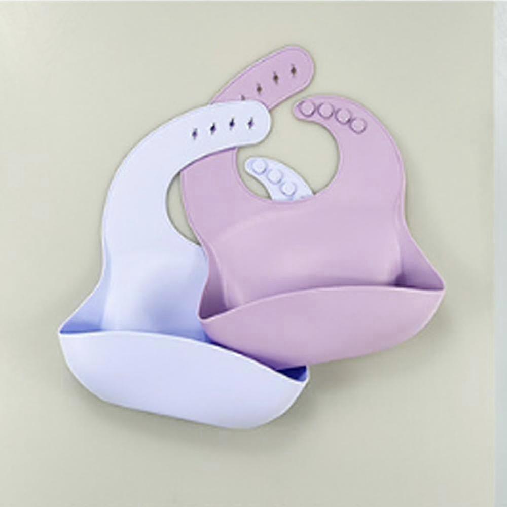 Silicone Baby Bibs Set Of 2, Bpa Free Soft Adjustable Fit Waterproof Feeding Bibs For Babies And Toddlers(muted/pale Mauve)