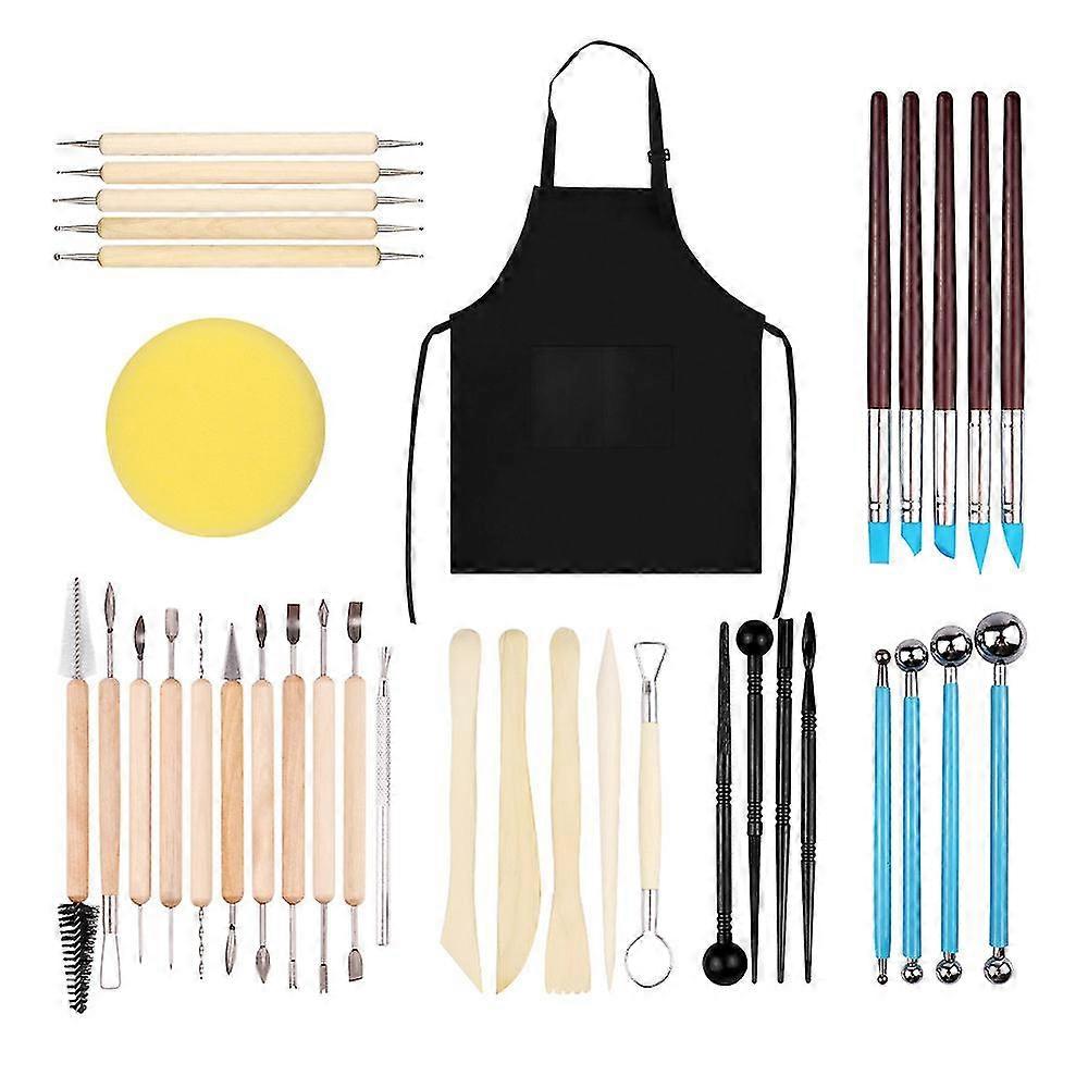 37pcs Polymer Clay Tools Modeling Clay Sculpting Tools Kits For Pottery Sculpture Wooden Dotting Tools