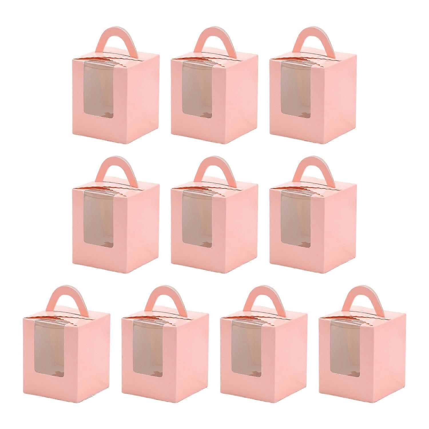 10Pcs Cupcake Boxes with Inserts Windowed Cupcake Holders Stackable Deep Cupcake Carrier Food Grade