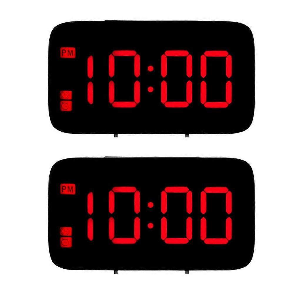 2pcs Led Projection Alarm Clock Modern Desktop Clock with Voice control Red
