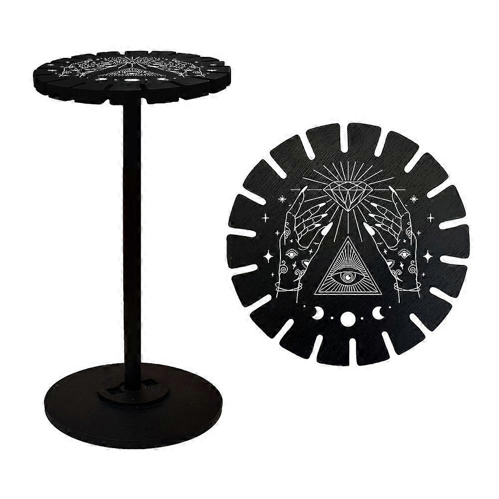 Wooden Wheel Wooden Display Shelf Black Holder Stand Rustic Divination Pendulum Storage Rack Witch Stuff Diamond Pattern Wheel: 120x8mm 2pcs Studdle: