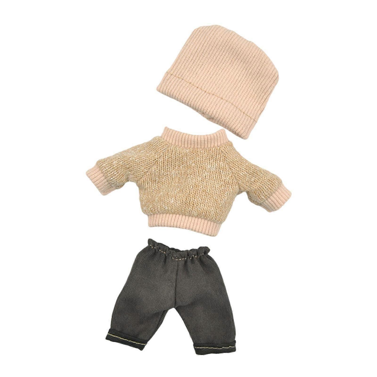 3Pcs 16cm Plush Doll Clothes Hoodie Hat Pants Set Costume for New Year Gifts