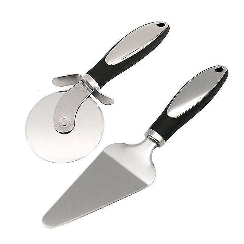 1 Set Pizza Shovel Stainless Steel Sharp Blades Pizza Wheel And Cheese Shovel Set for Waffles Pies Cookie Dough la-ylmyFit
