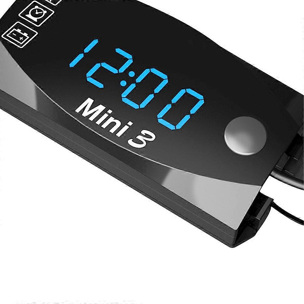 Motorcycle LED 3-in-1 Digital Meter – Time, Temperature & Voltmeter – Waterproof