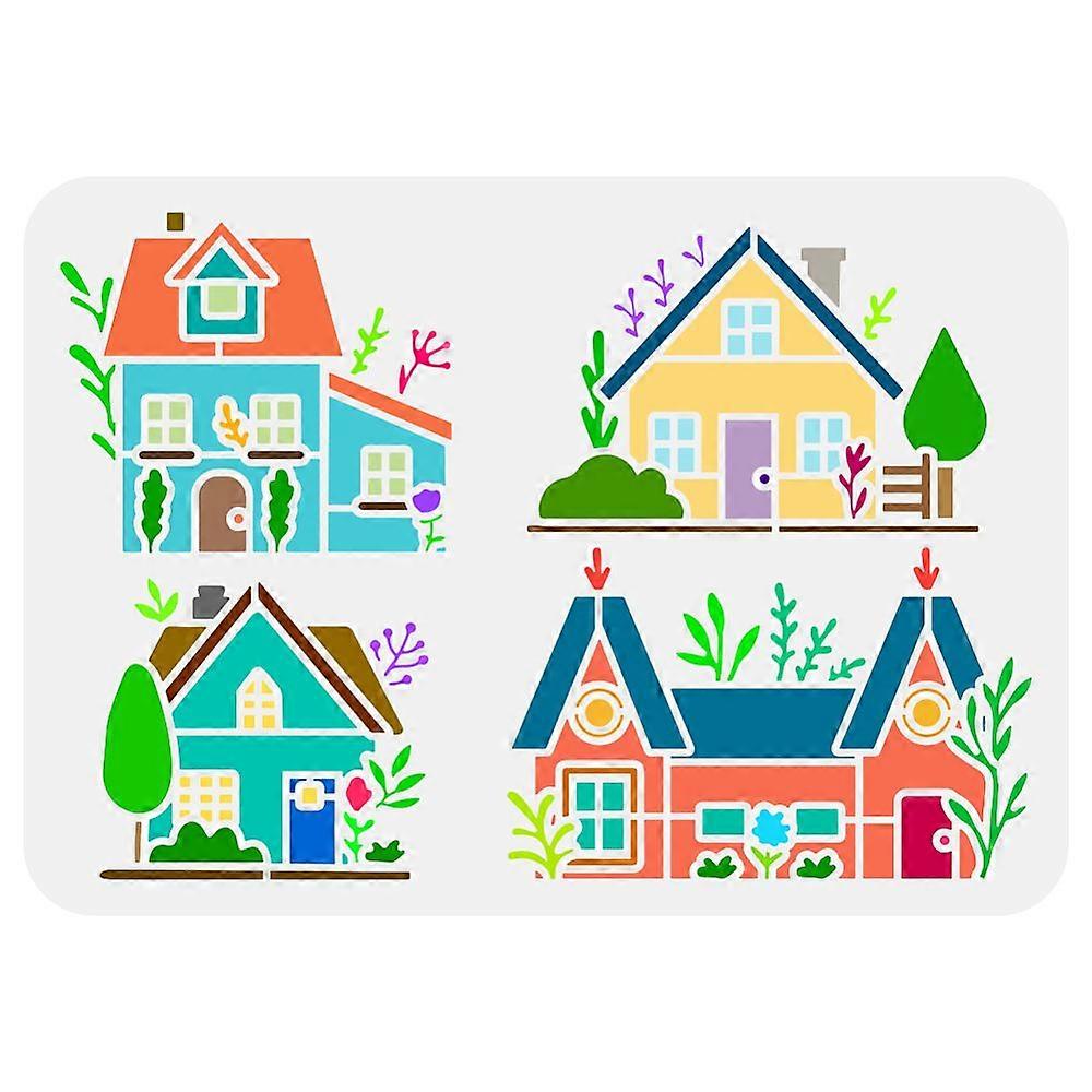 1pc Plastic Hollow Out Drawing Painting Stencils Templates for Painting on Scrapbook Fabric Tiles Floor Furniture Wood House 29.7x21cm