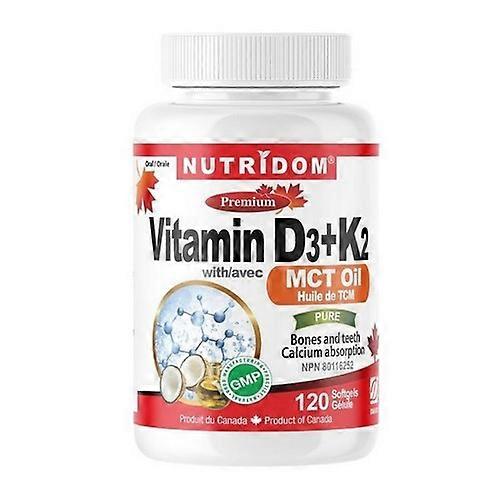 Nutridom Vitamin D3+K2 with MCT Oil, 120 Softgels