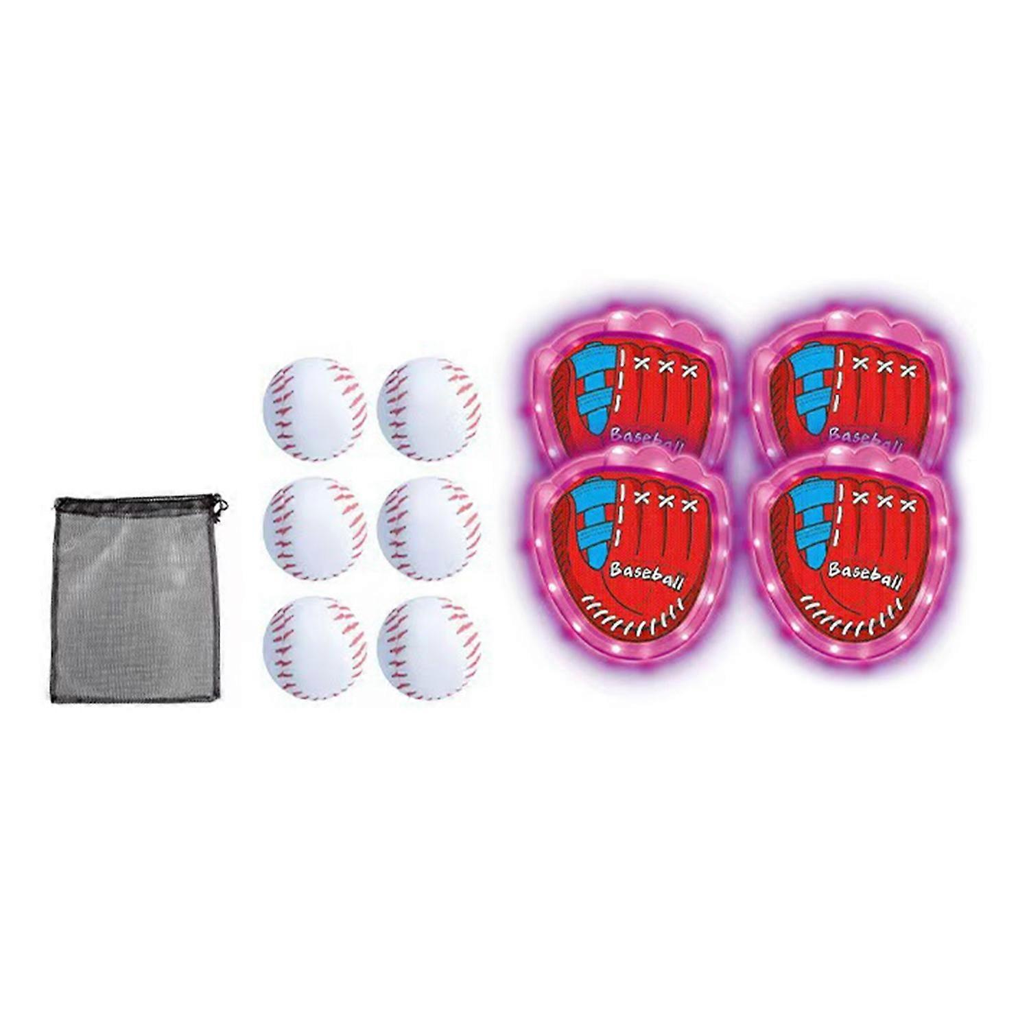 Toss and Catch Ball Game Set with LED Light, 4 Sticky Catchers & 6 Soft Baseballs Toy Set