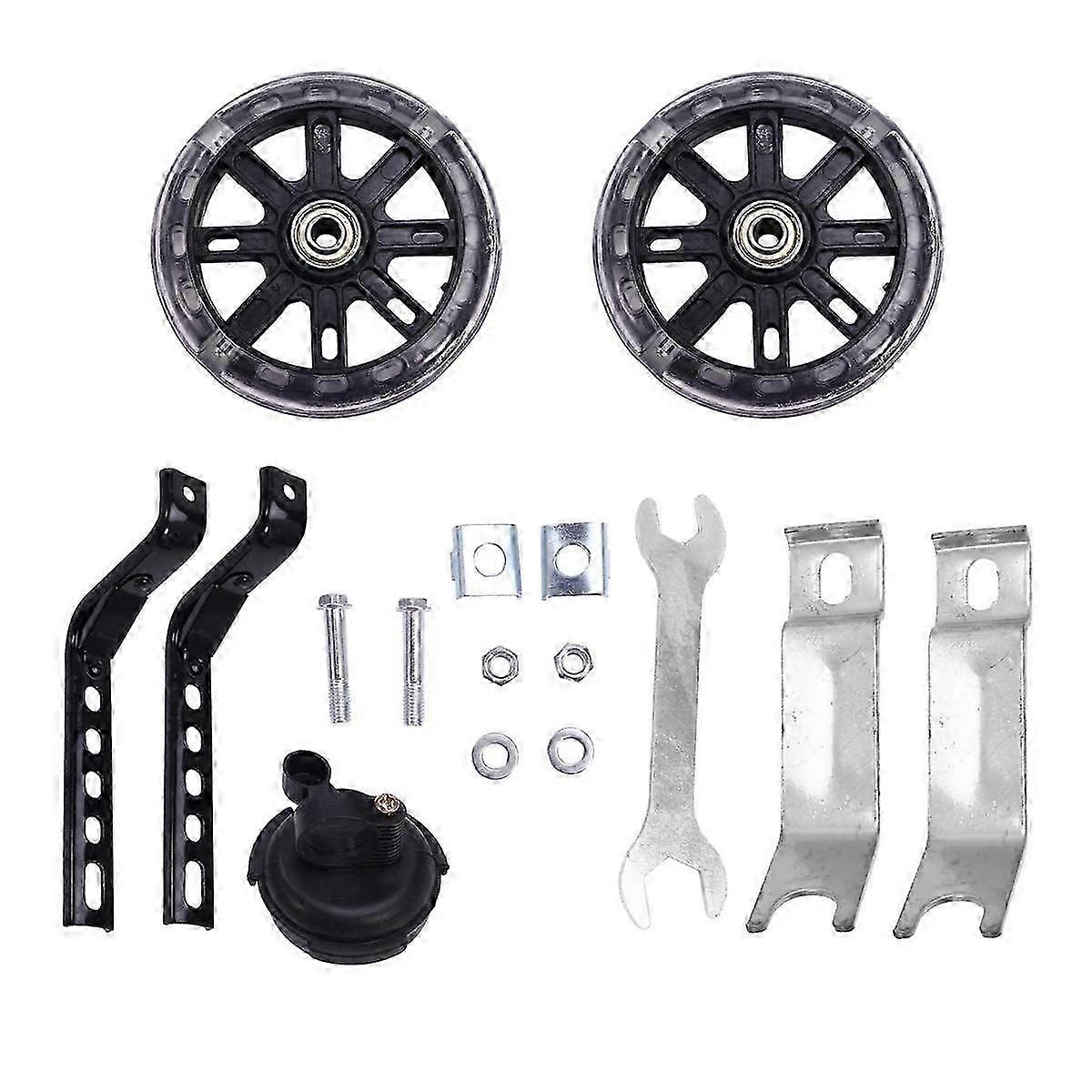 Sykkel Treningshjul Flash Mute Hjul Sykkelstabilisator Montert Sett Med Klokke For Sykler På 12 14 16 18 20 Tommer