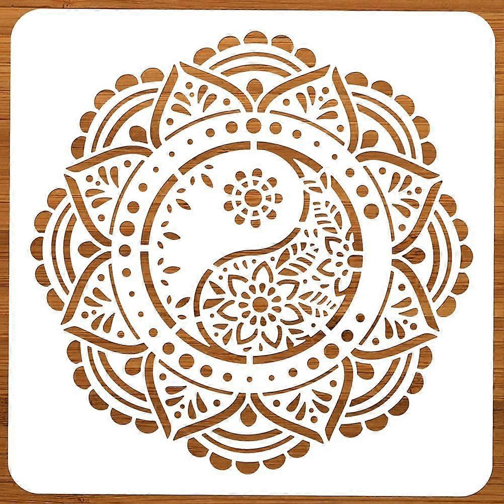 Tai Ji Painting Stencil 11.81x11.81 Inch Reusable Craft Stencils Hollow Out Drawing Painting Template for Painting on Wood Fabric Paper Walls Canvas F