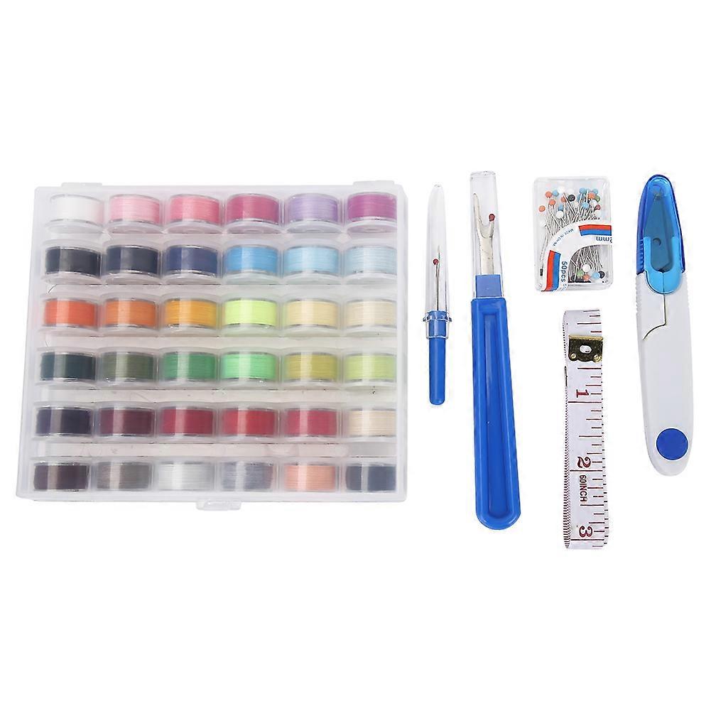 36 Grid Assorted Thread Spools Scissors Threader Tape Kit Sewing Machine Accessories