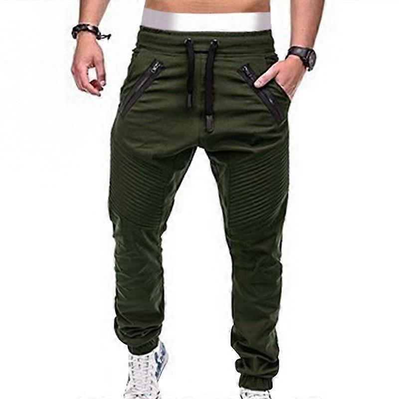 New Men's Casual Fashion Drawstring Elasticated Sweatpants Double Zip Crotch Trousers