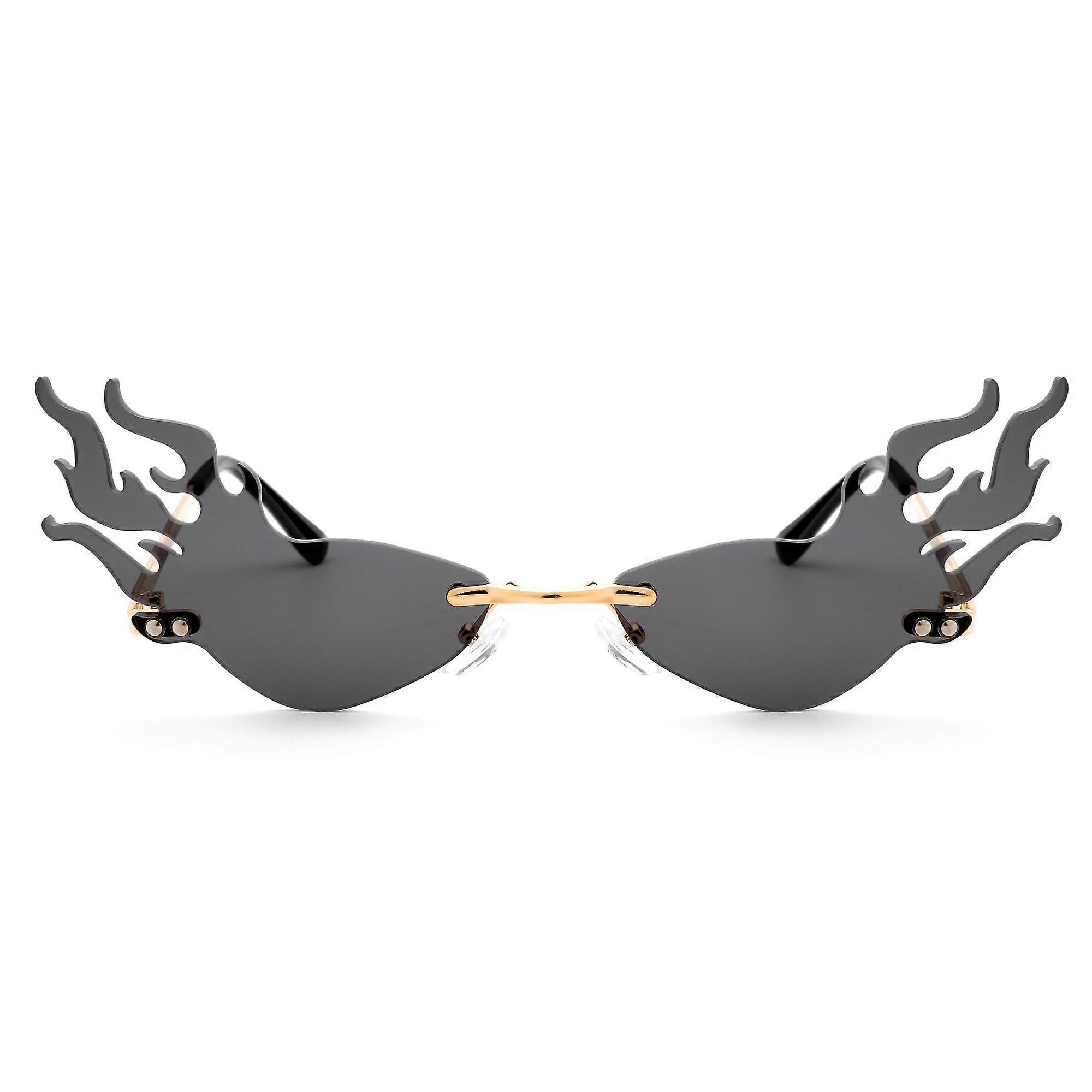 Frameless Flame-Shaped Sunglasses Unisex One-Size Lightweight-Frame Polycarbonate-Lenses For Costume Events