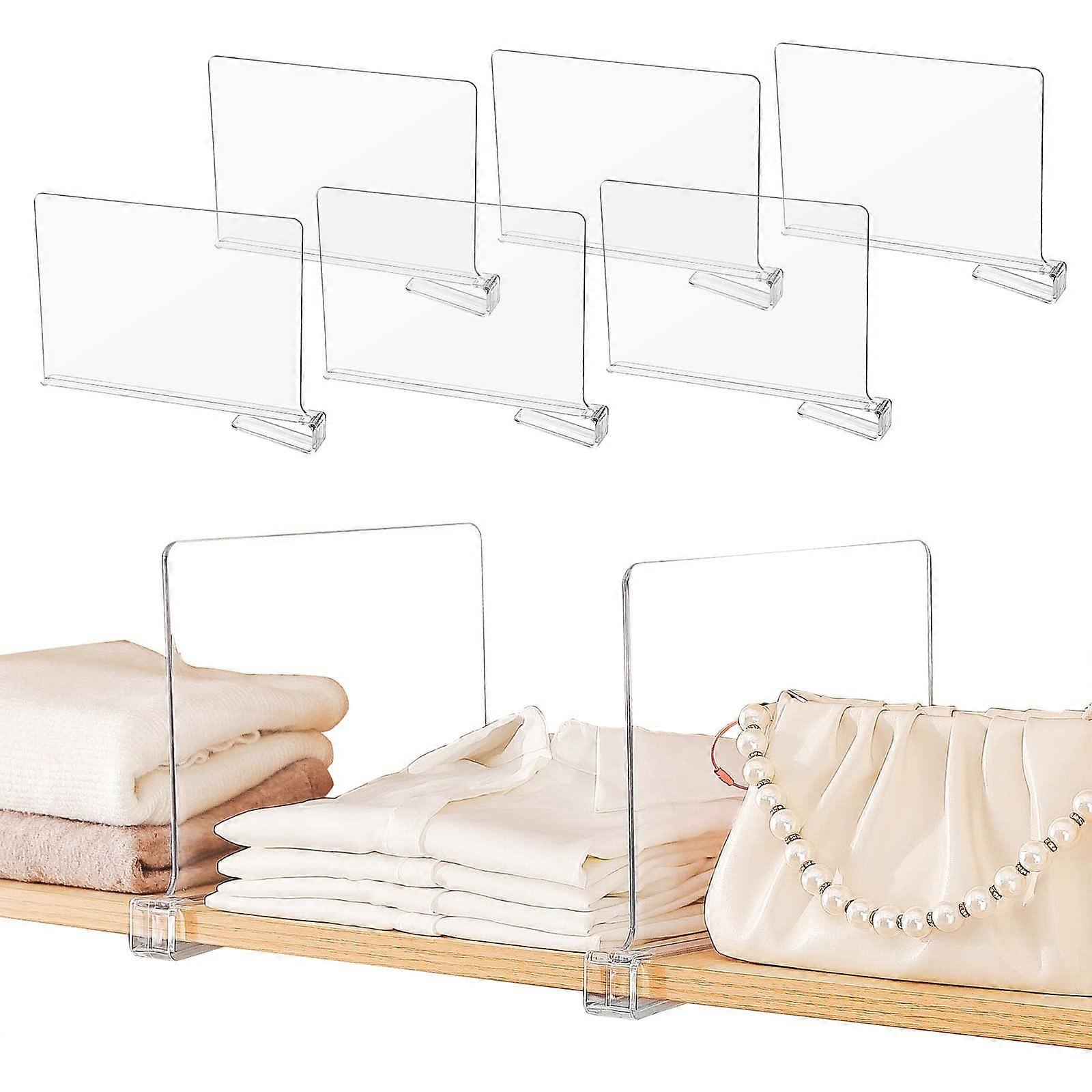 Acrylic shelf dividers, 6 pcs, adjustable clear separator