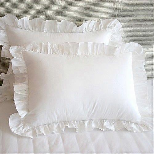 2 Piece White Ruffle Pillowcase Set, 48x74cm, Soft & Comfortable Bedding