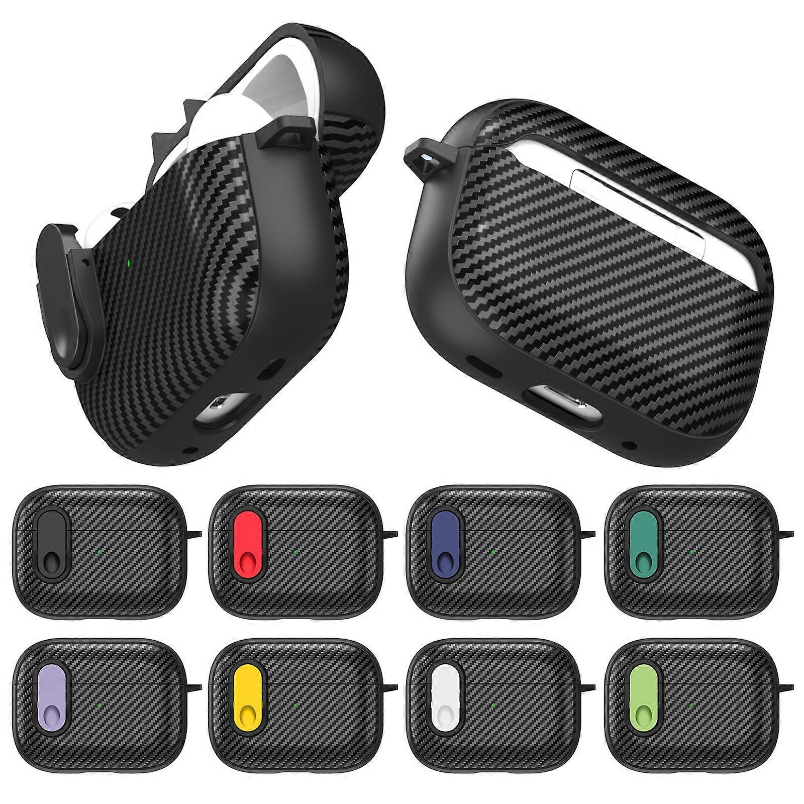 Carbon Fiber Texture Wireless Earphones Case with Security Lock
