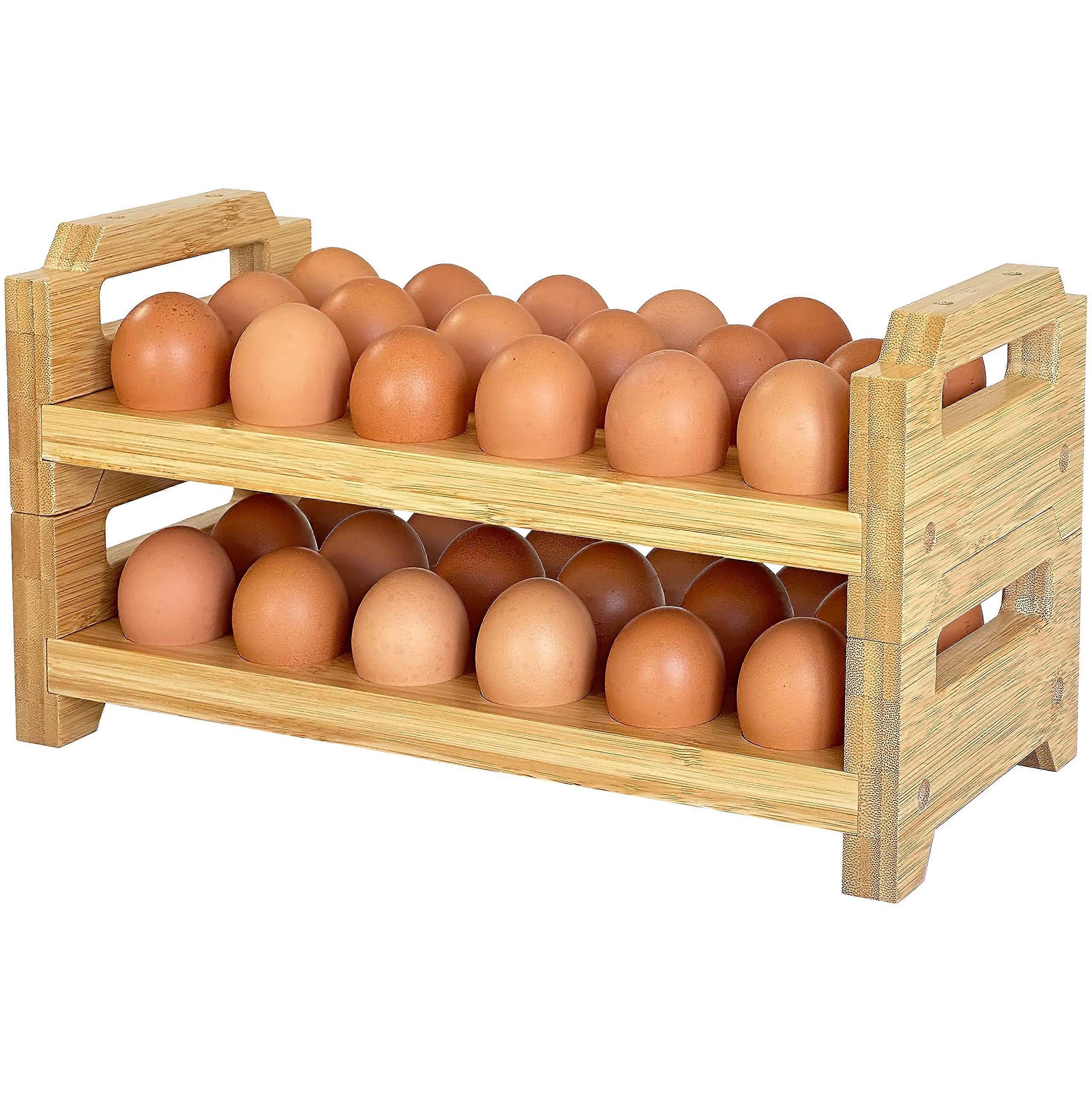 Stackable Wooden Egg Holder Counter Organizer for Farmhouse Kitchen Counter Storage Display Rack