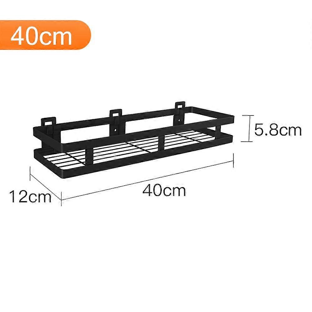 Wall Mounted Stainless Steel Wall Storage Shelf Black Floating Shelf Spice Rack for Kitchen Bathroomwith Varying Sizes