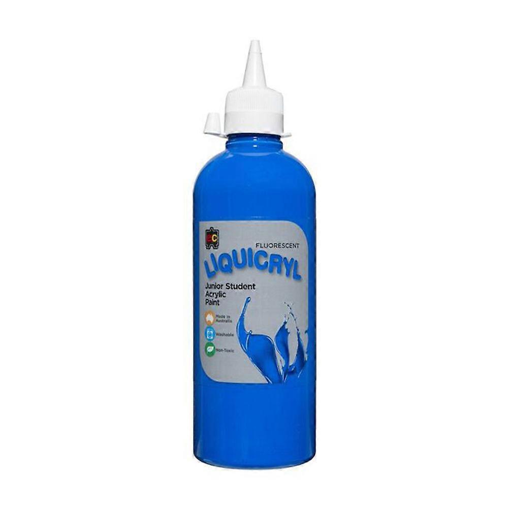 Ec Liquicryl Junior Acrylic Fluorescent Paint Water Based Non toxic 500mL Blue